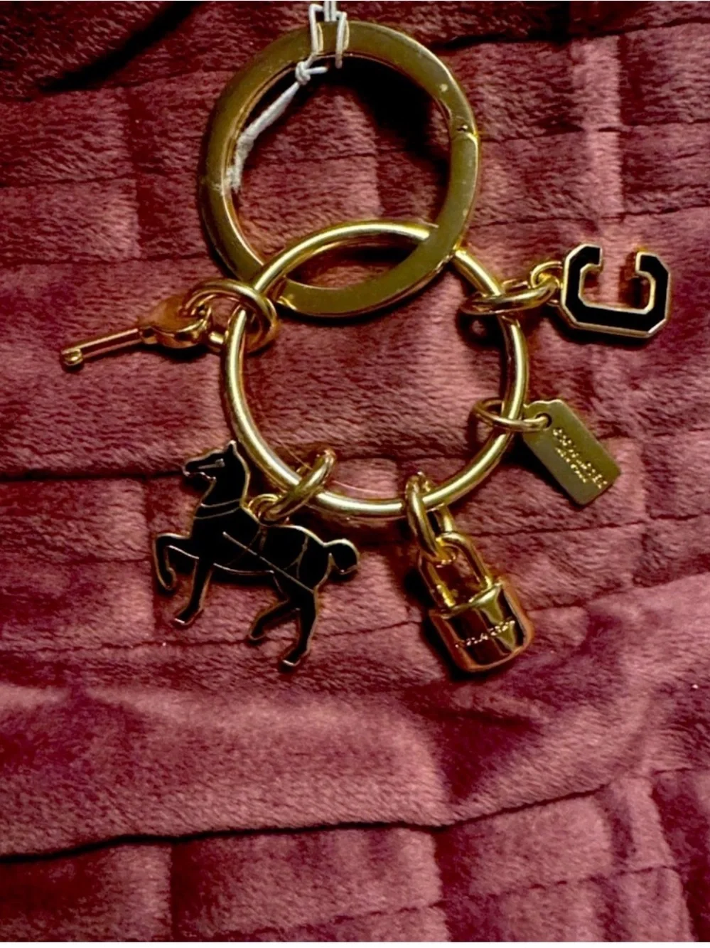 Coach Gold Horse & Carriage Padlock Key Chain Fob, Bag Charm Key Ring NWT F65167